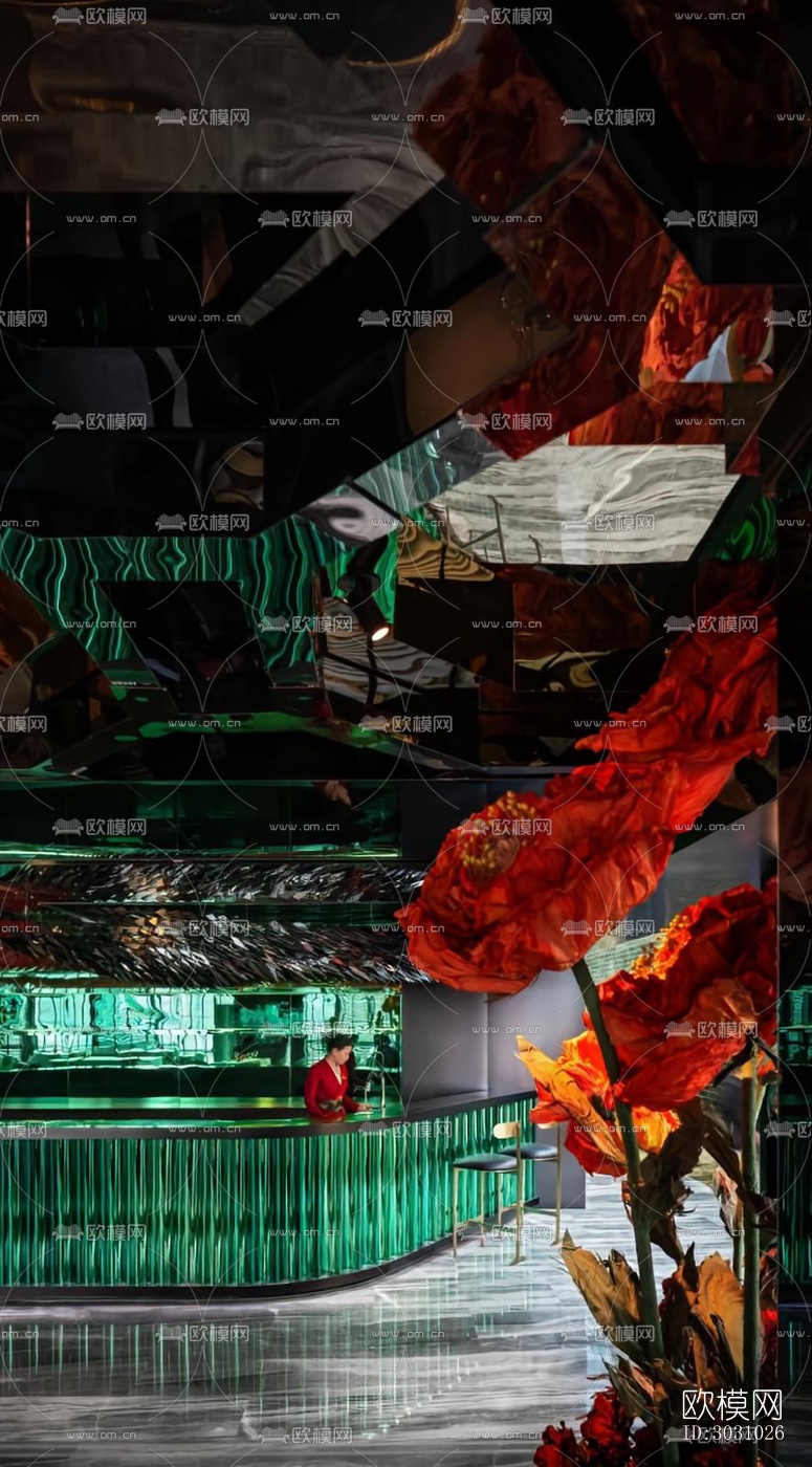 高级灰西餐厅效果图下载（渲染图17）