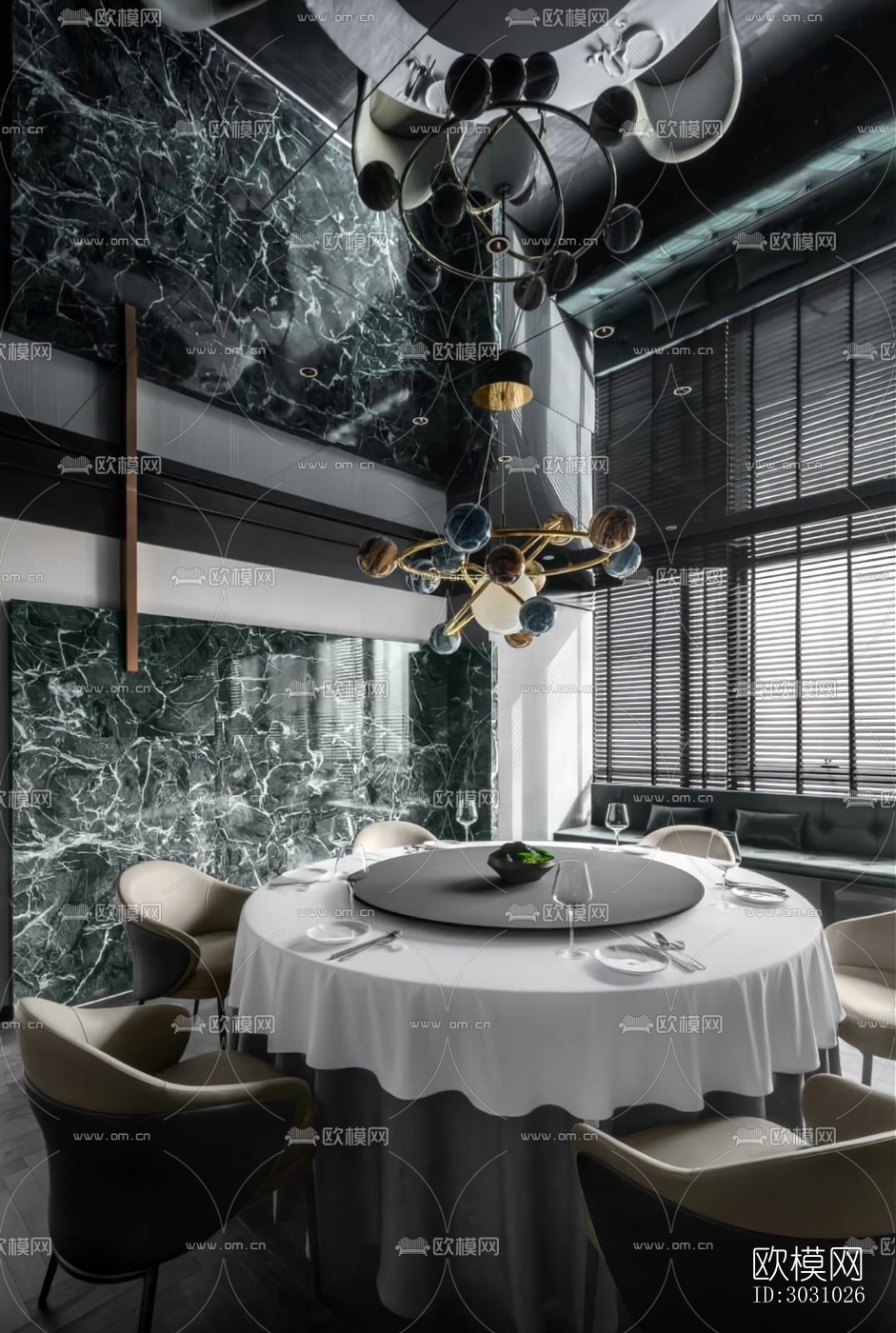 高级灰西餐厅效果图下载（渲染图11）