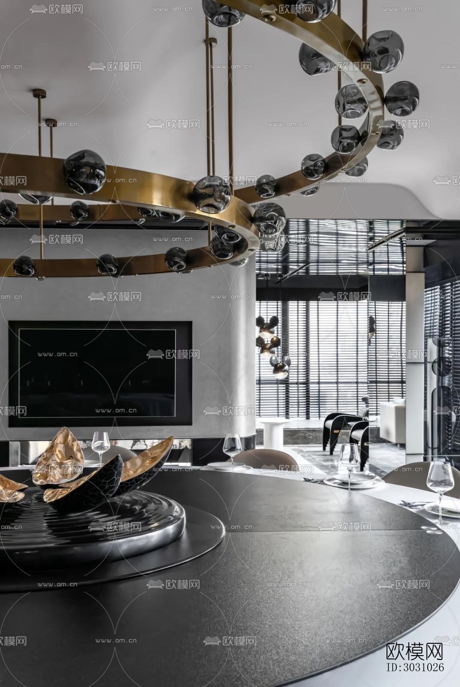 高级灰西餐厅效果图下载（渲染图13）