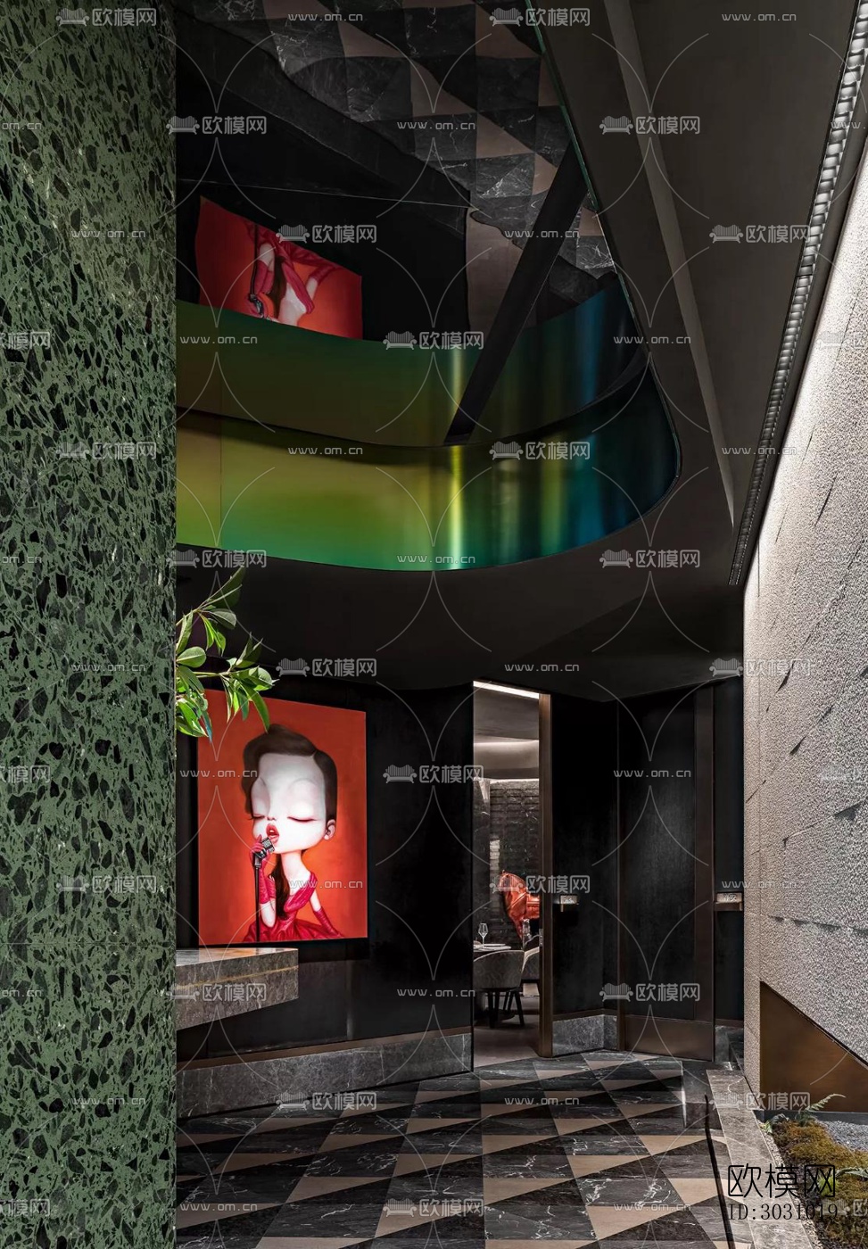 现代西餐厅效果图下载（渲染图12）