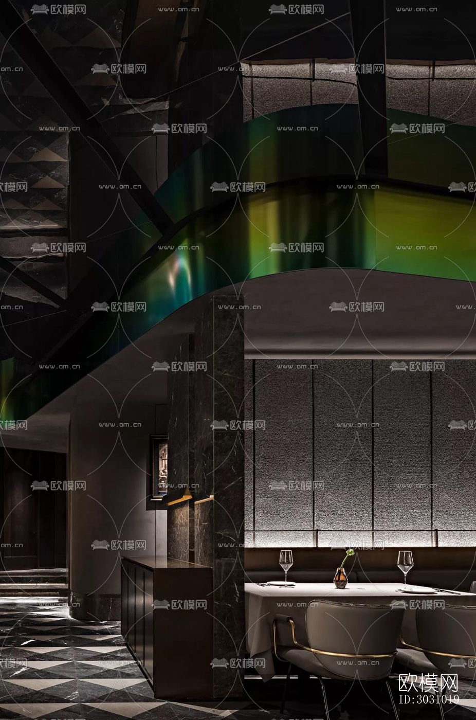 现代西餐厅效果图下载（渲染图14）