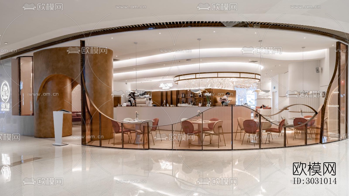 奶油风西餐厅效果图下载（渲染图18）