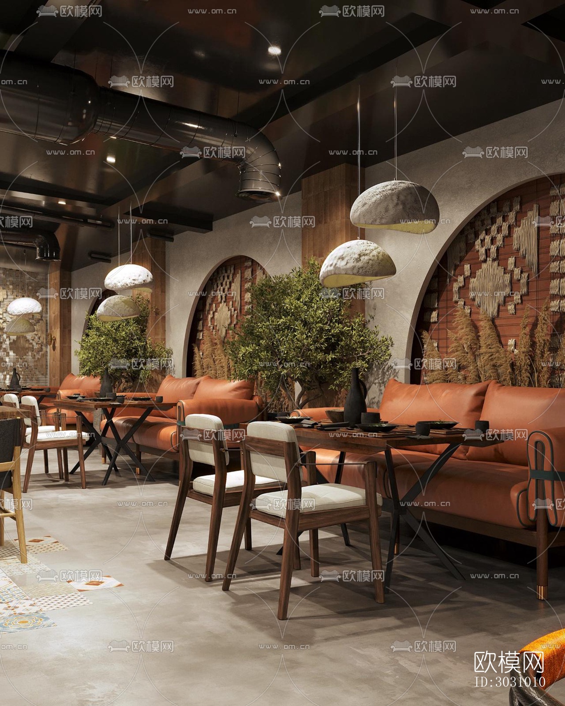 中古风西餐厅效果图下载（渲染图3）