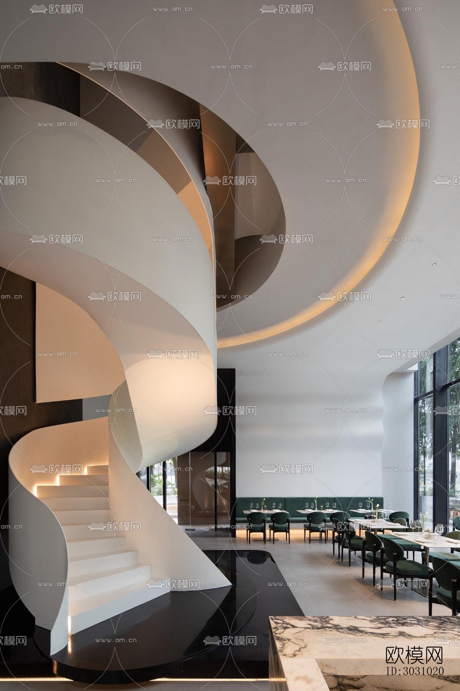 现代西餐厅效果图下载（渲染图14）