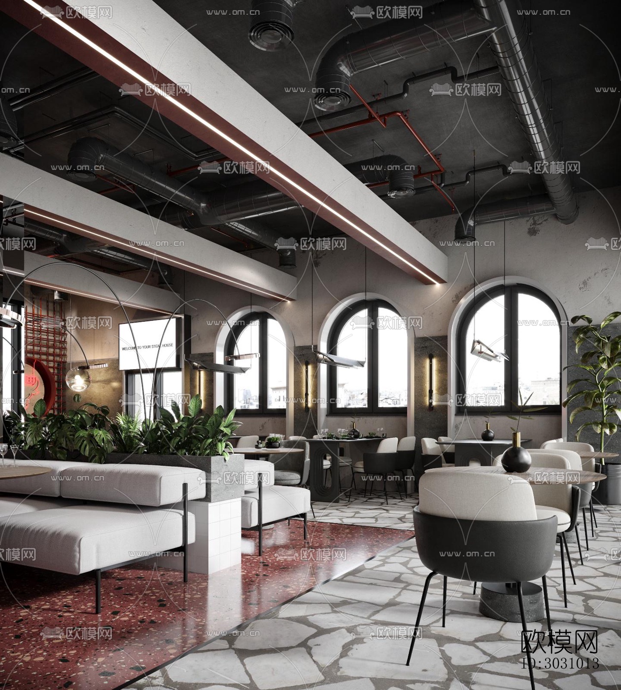 后现代西餐厅效果图下载（渲染图2）