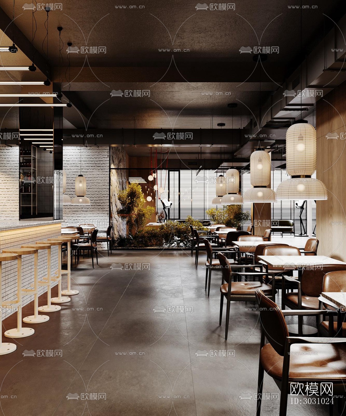 现代西餐厅效果图下载（渲染图13）