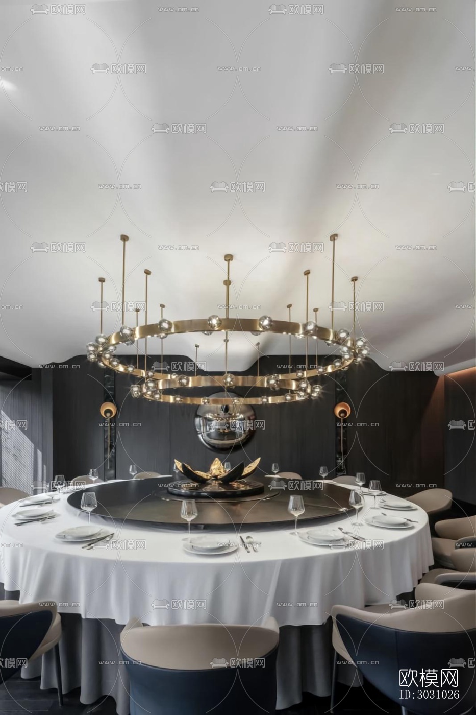 高级灰西餐厅效果图下载（渲染图5）