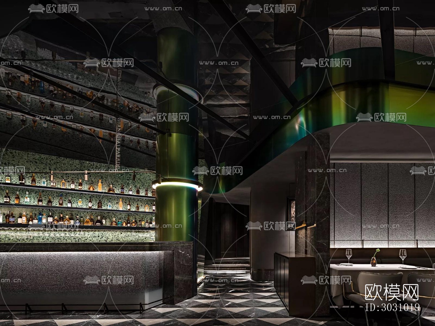 现代西餐厅效果图下载（渲染图5）