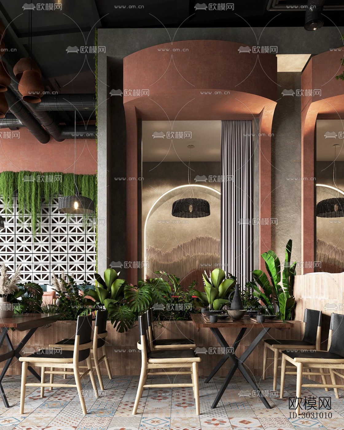 中古风西餐厅效果图下载（渲染图1）