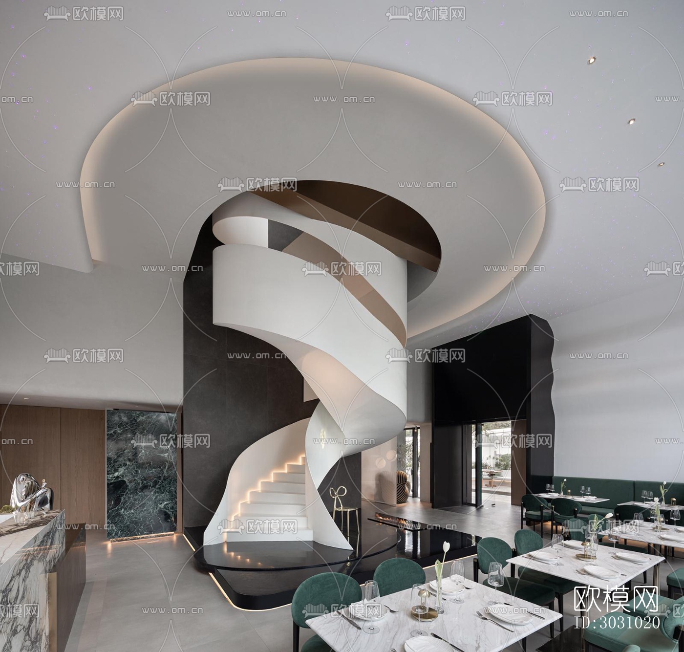 现代西餐厅效果图下载（渲染图3）