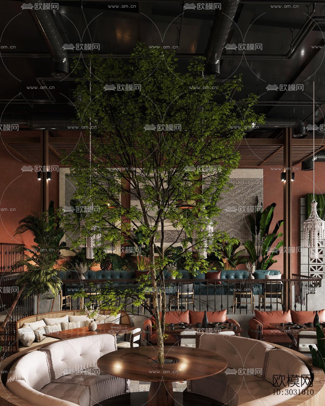 中古风西餐厅效果图下载（渲染图7）