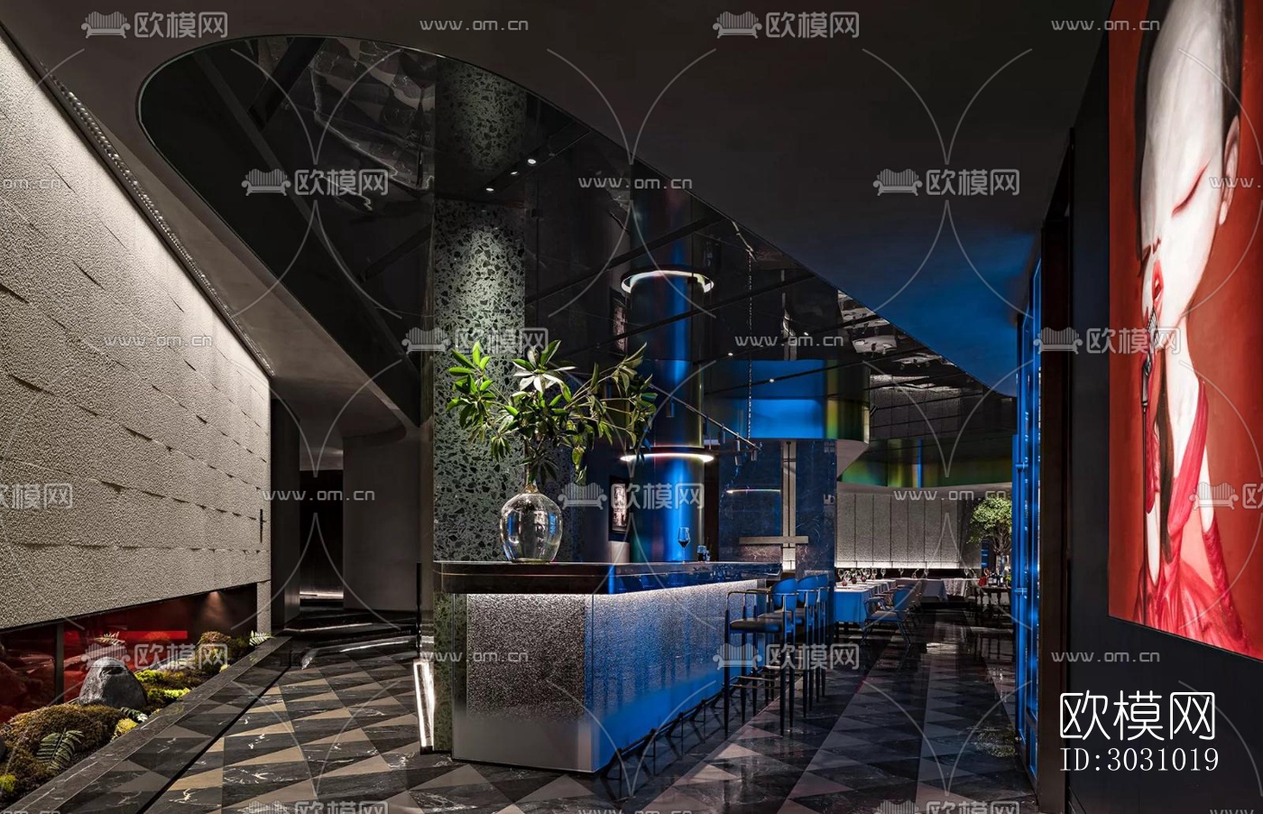 现代西餐厅效果图下载（渲染图15）