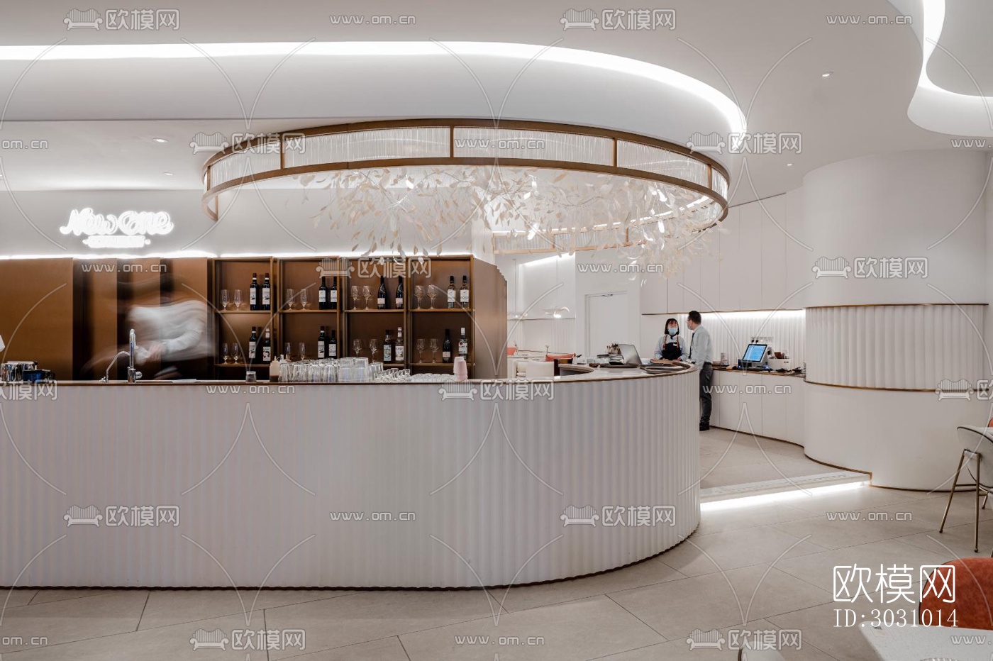 奶油风西餐厅效果图下载（渲染图14）