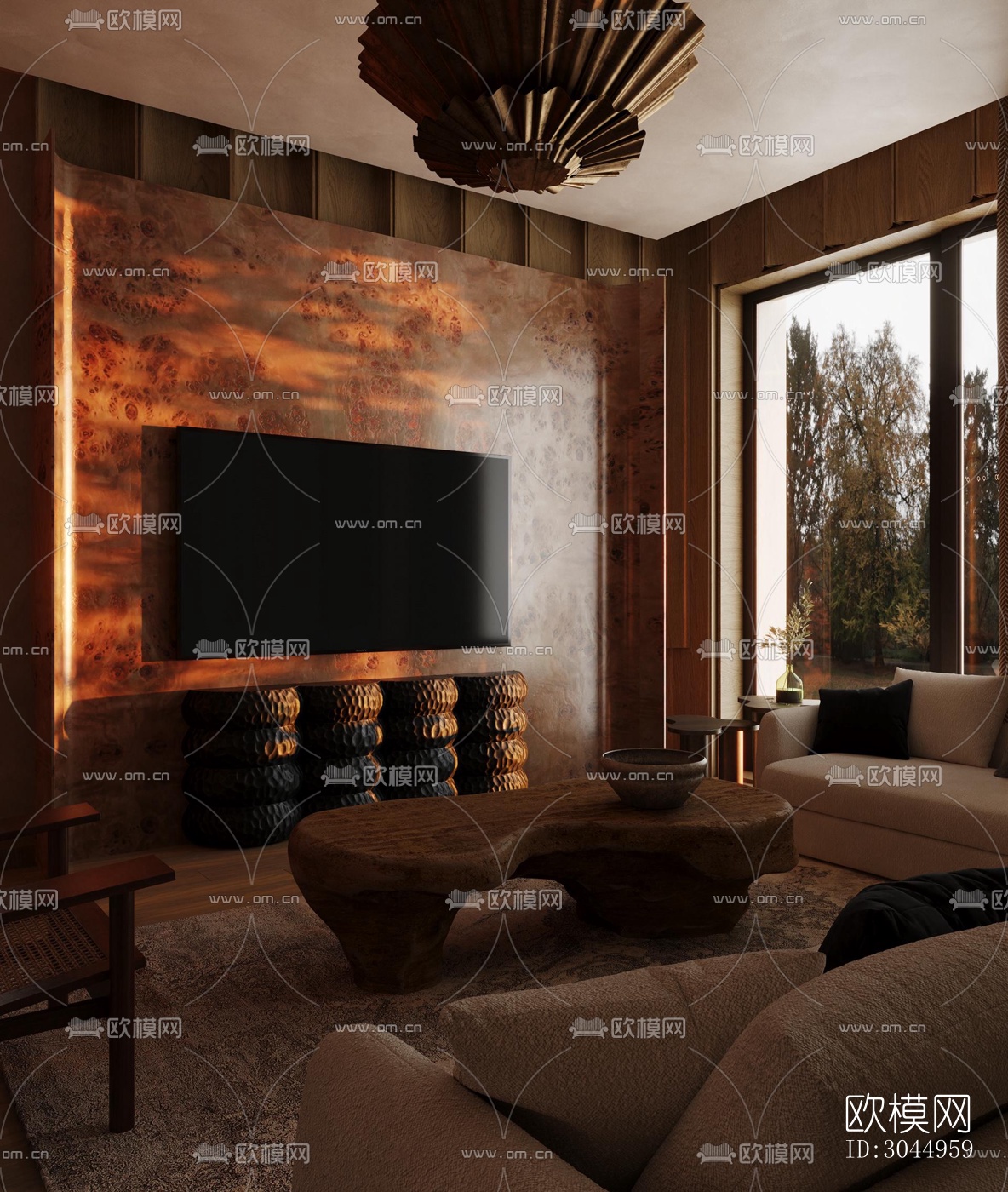 侘寂平层效果图下载（渲染图1）