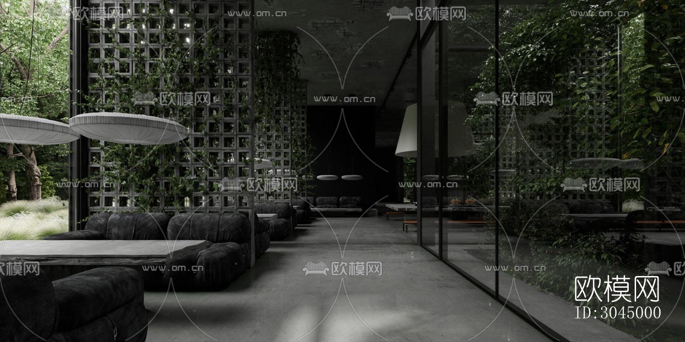 高级灰西餐厅效果图下载（渲染图16）