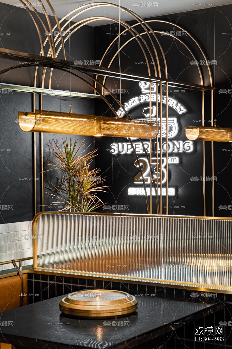 高级灰火锅烤肉效果图下载（渲染图12）