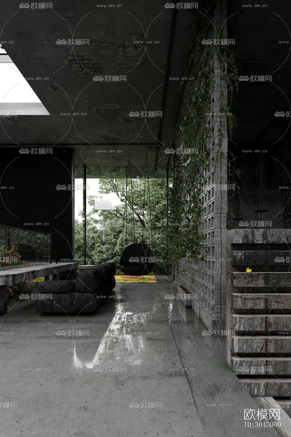 高级灰西餐厅效果图下载（渲染图11）