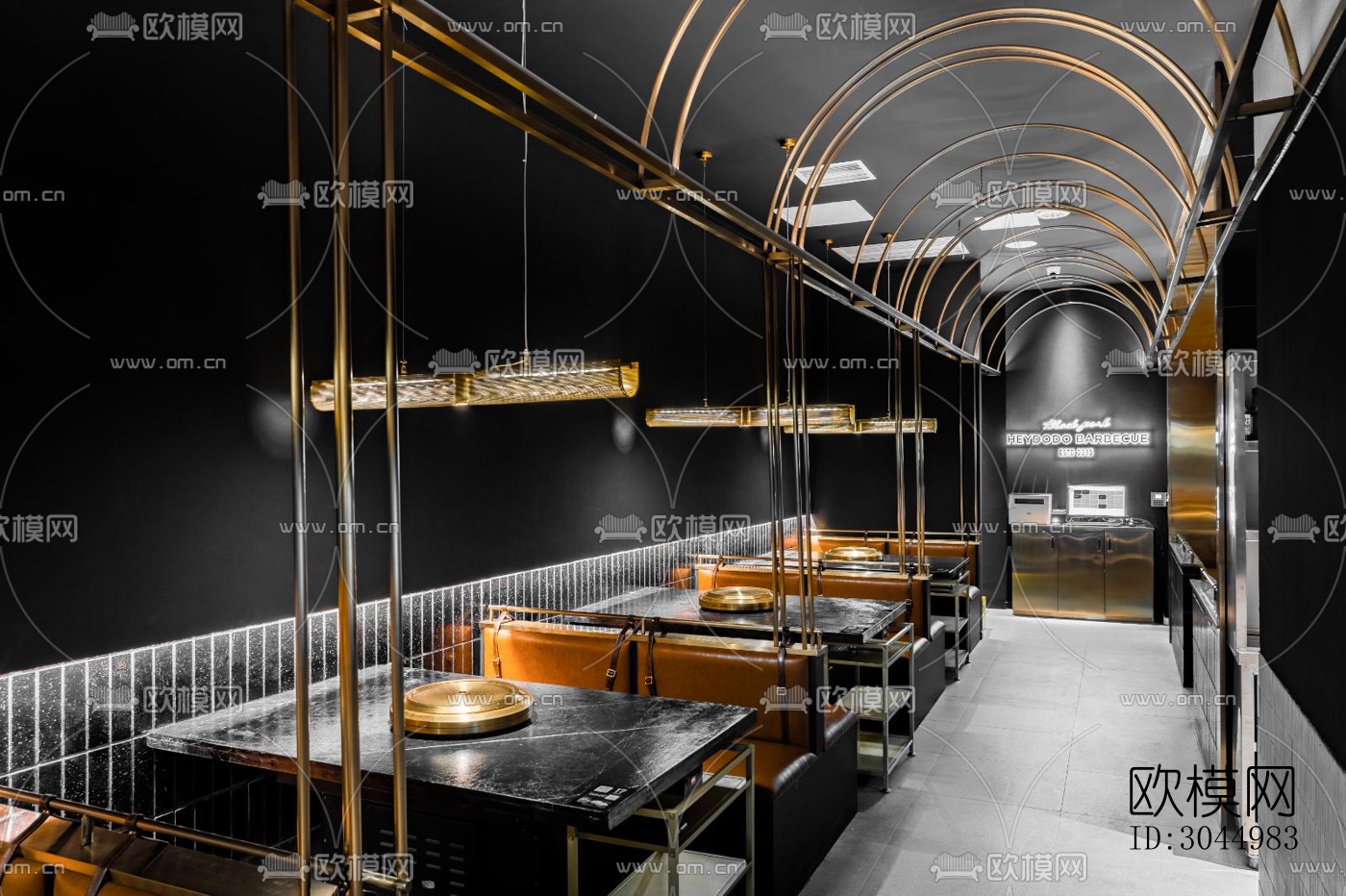 高级灰火锅烤肉效果图下载（渲染图1）