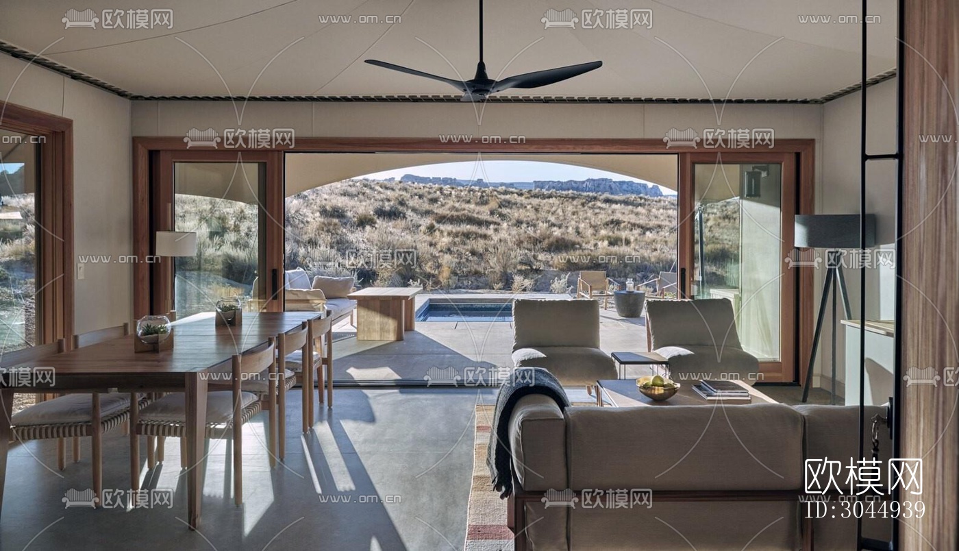 美式酒店民宿效果图下载（渲染图3）