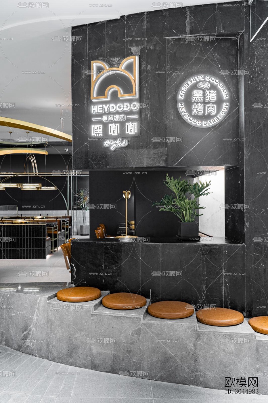 高级灰火锅烤肉效果图下载（渲染图13）