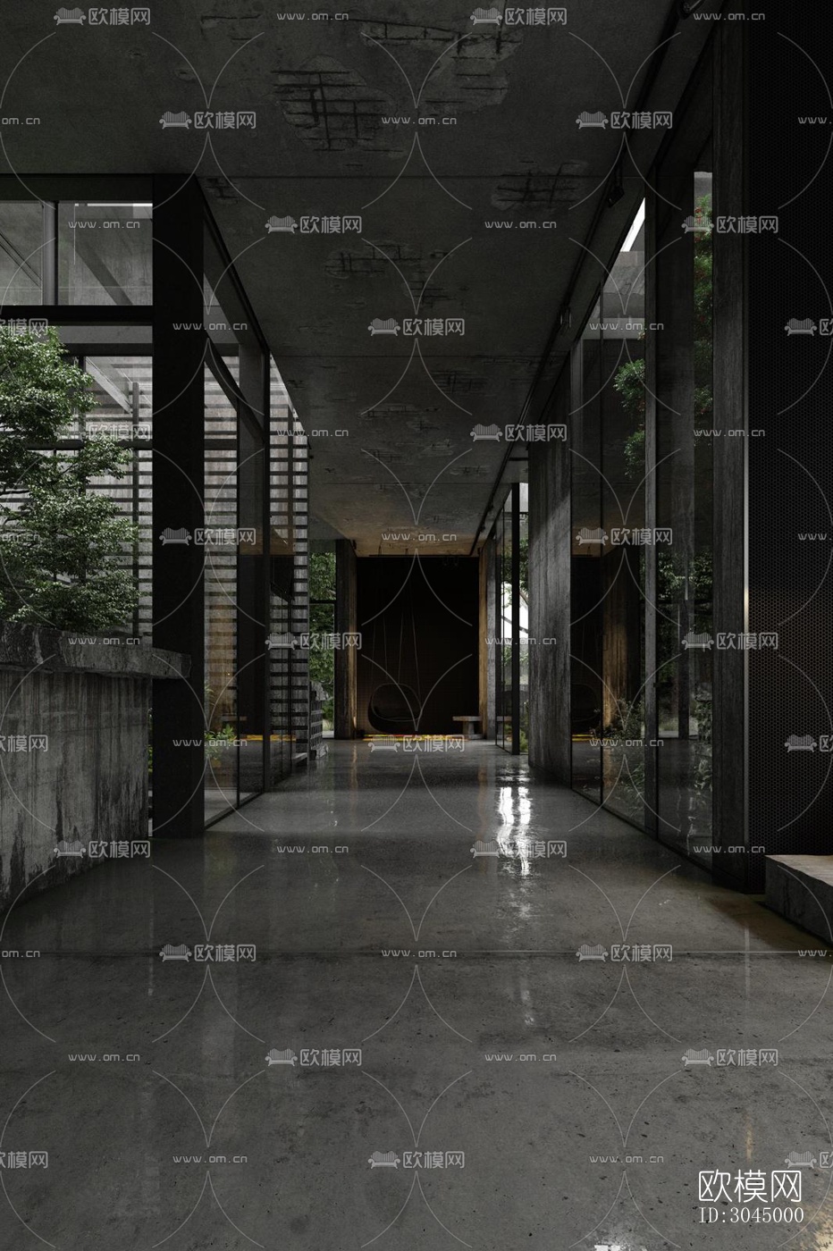 高级灰西餐厅效果图下载（渲染图12）