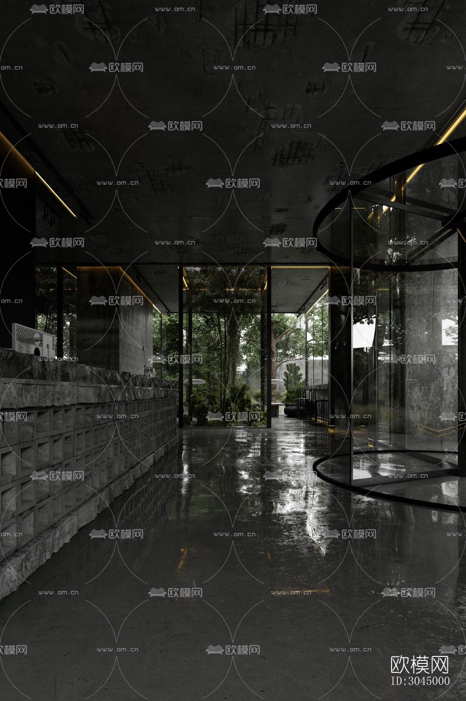 高级灰西餐厅效果图下载（渲染图14）