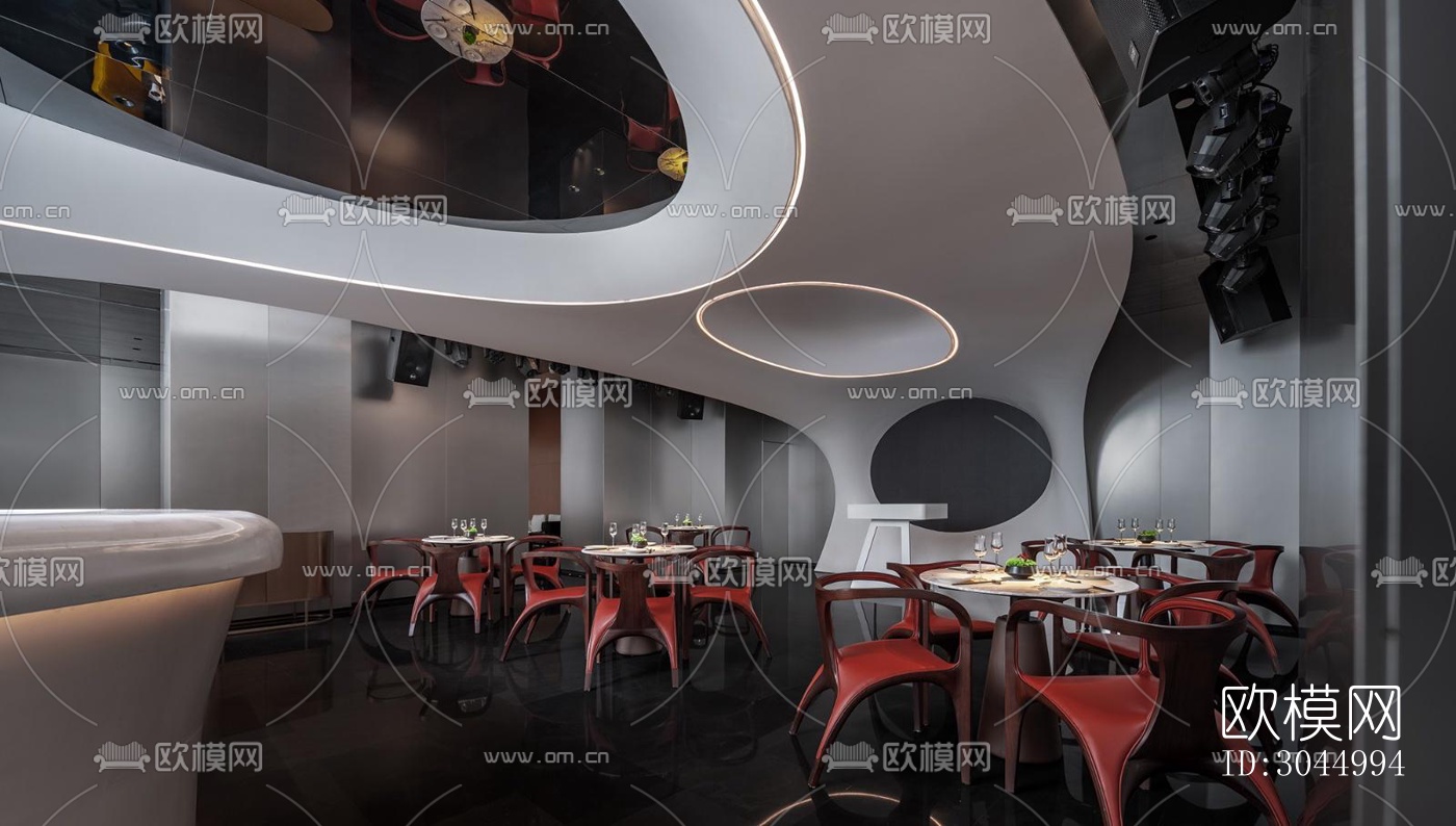 现代西餐厅效果图下载（渲染图11）