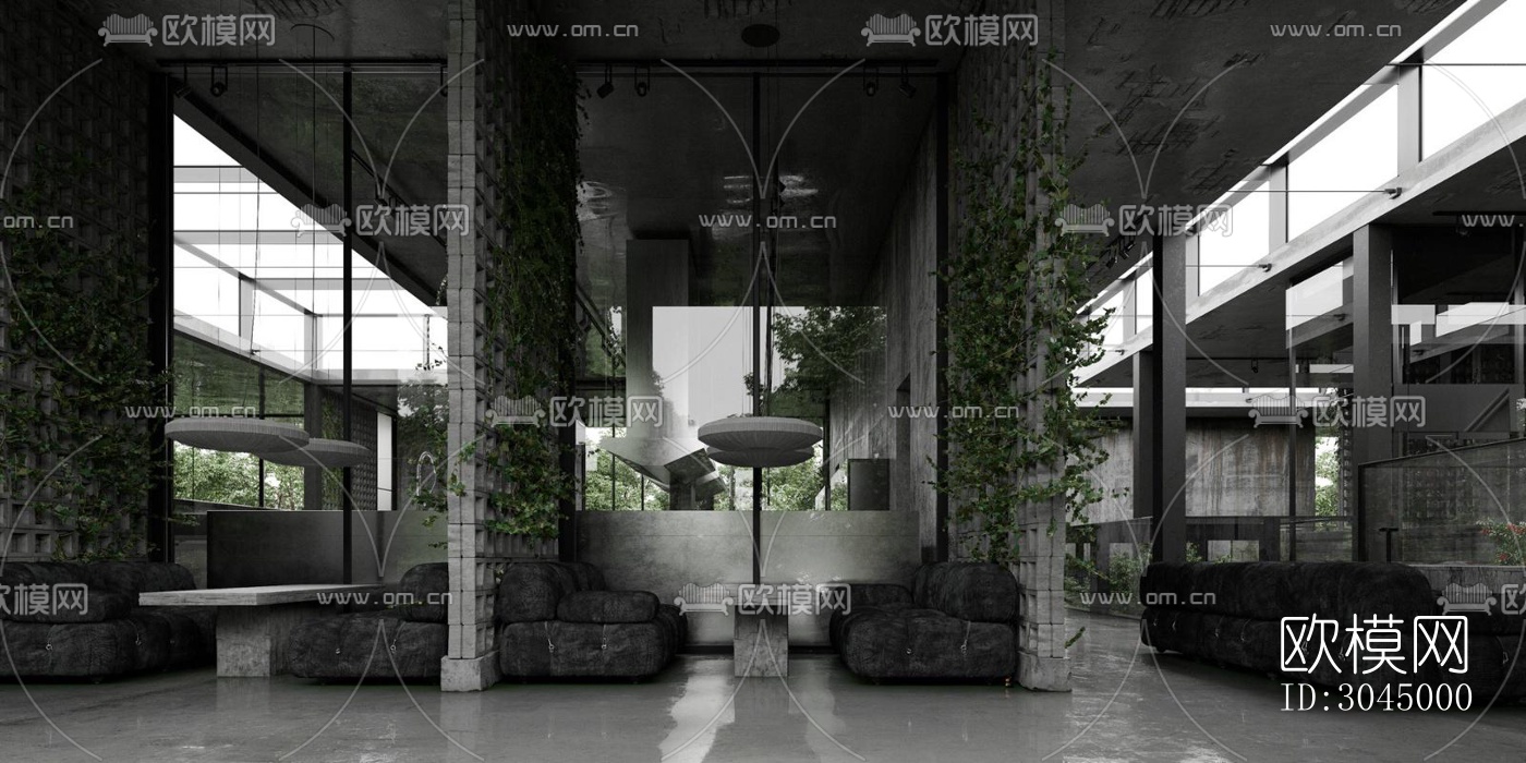 高级灰西餐厅效果图下载（渲染图7）