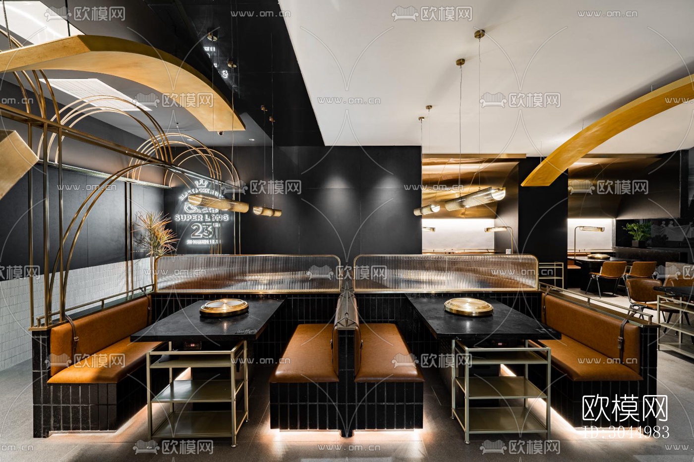 高级灰火锅烤肉效果图下载（渲染图5）