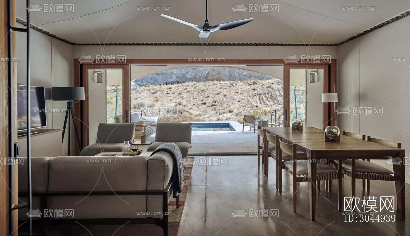 美式酒店民宿效果图下载（渲染图2）