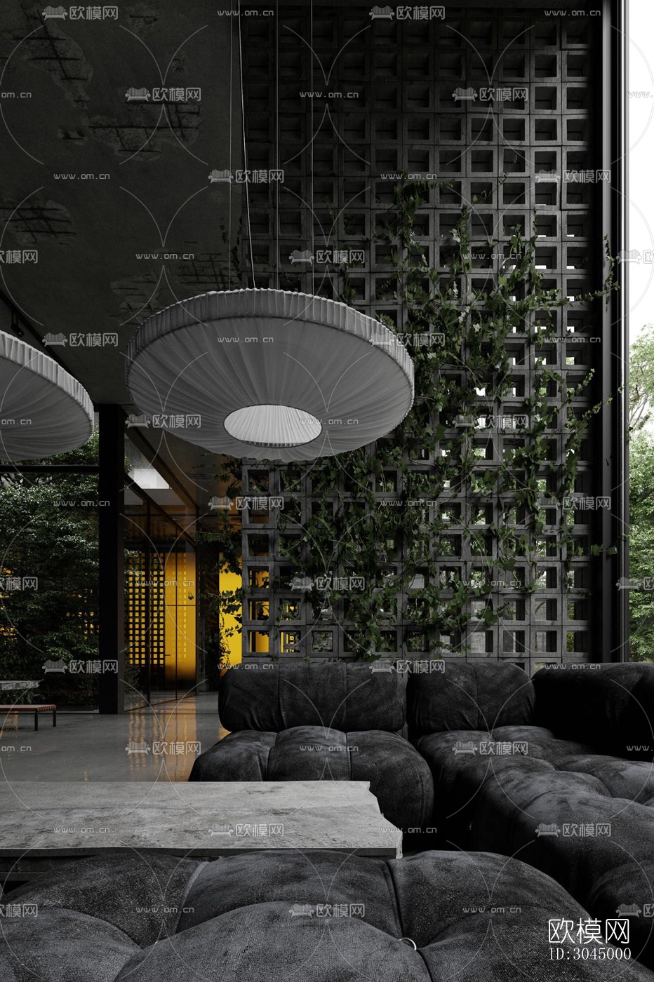 高级灰西餐厅效果图下载（渲染图10）