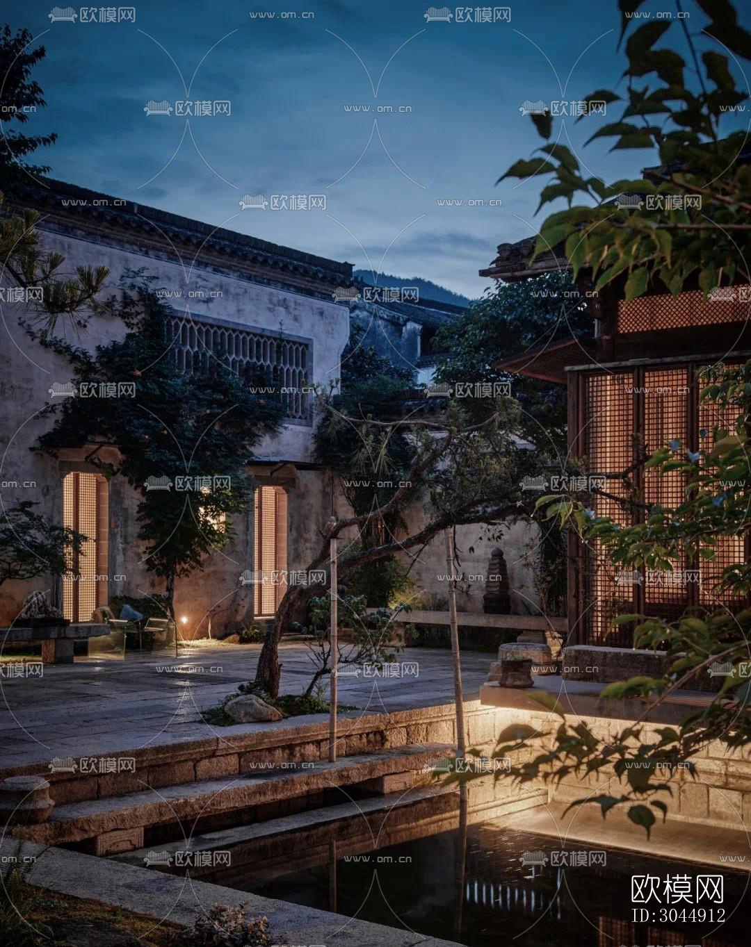 中式酒店民宿效果图下载（渲染图12）