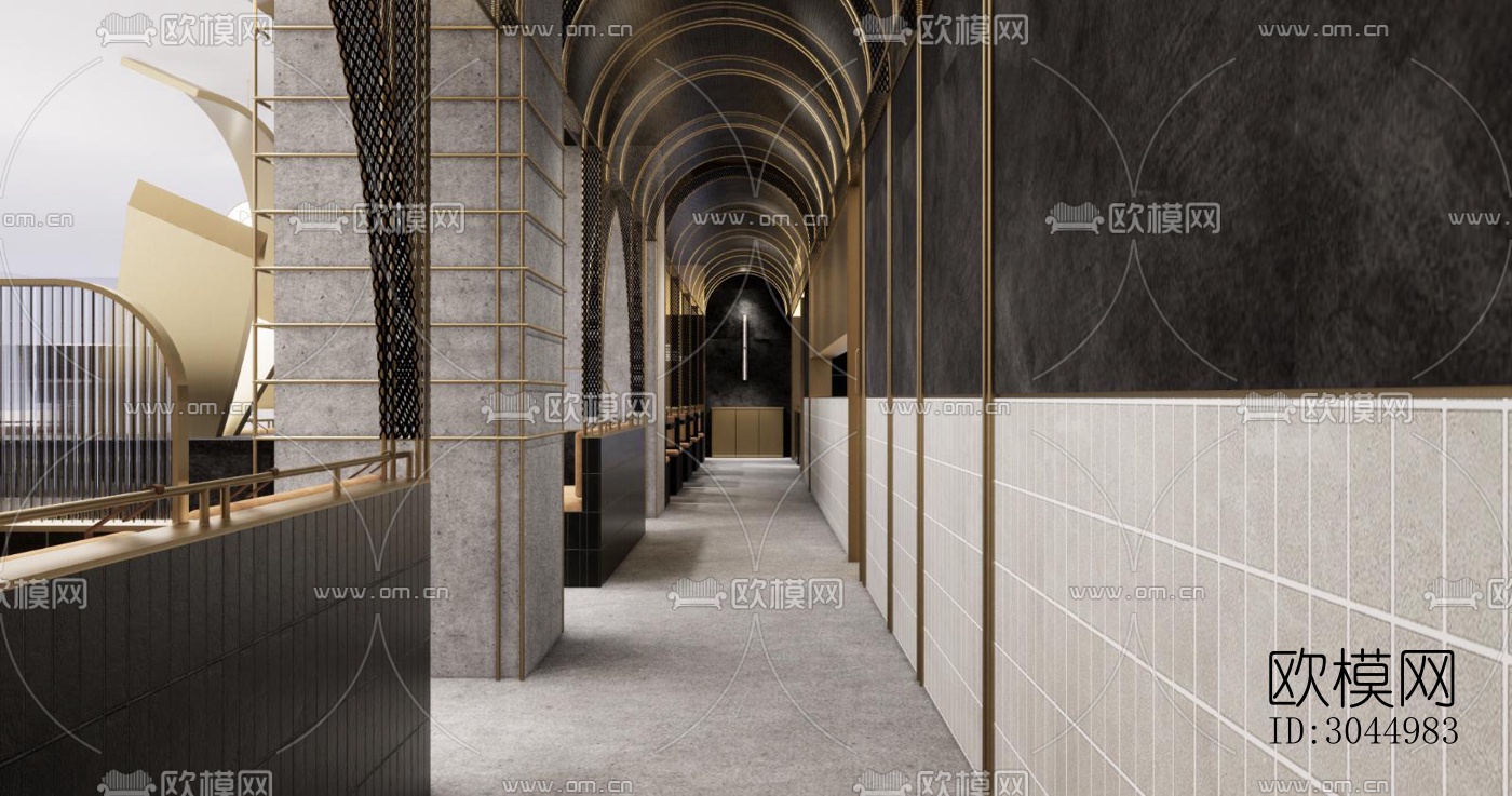 高级灰火锅烤肉效果图下载（渲染图7）