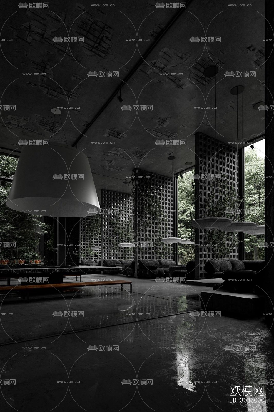 高级灰西餐厅效果图下载（渲染图19）