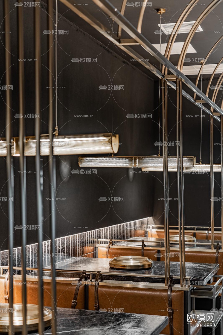 高级灰火锅烤肉效果图下载（渲染图18）