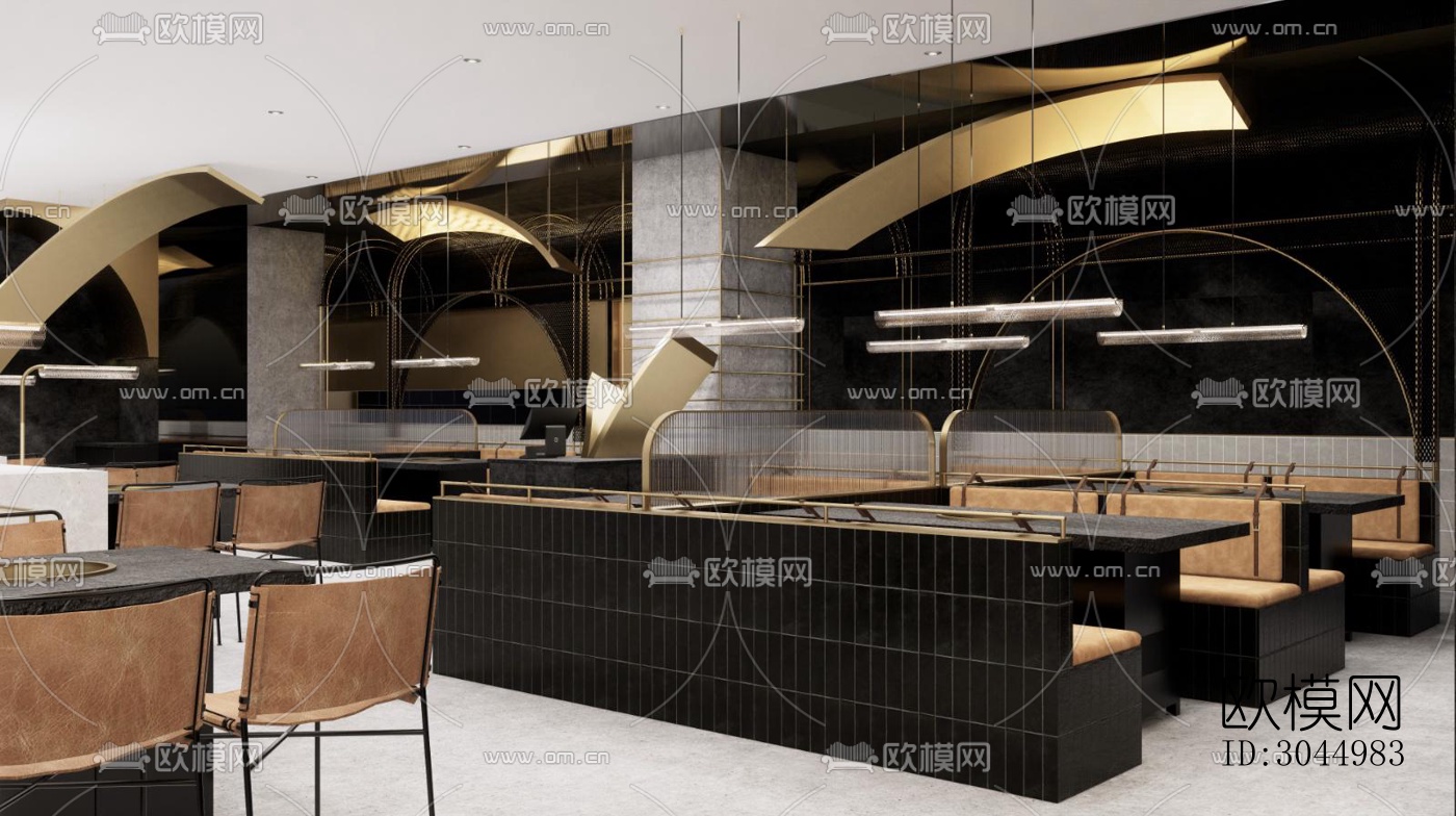 高级灰火锅烤肉效果图下载（渲染图11）