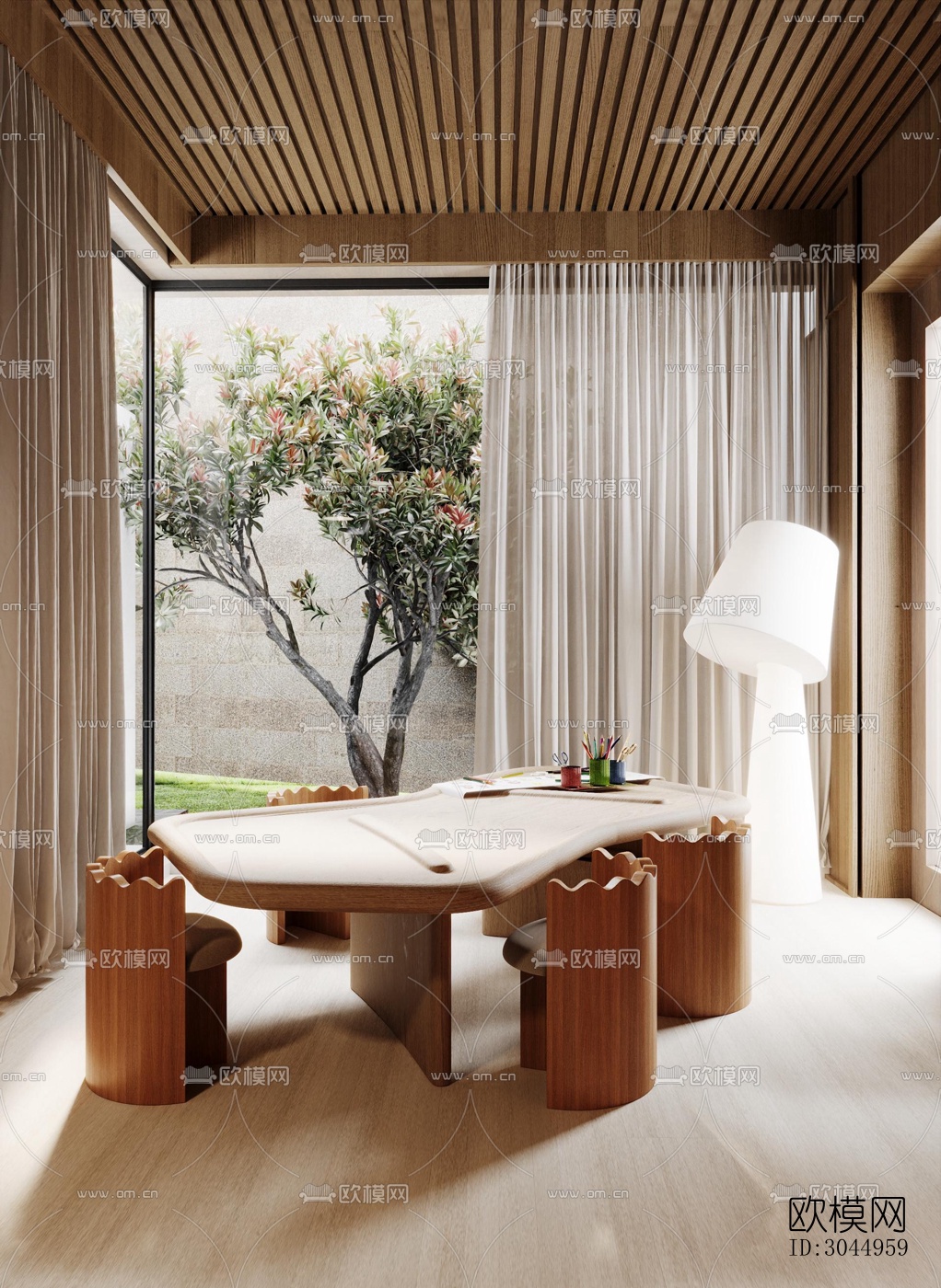 侘寂平层效果图下载（渲染图9）