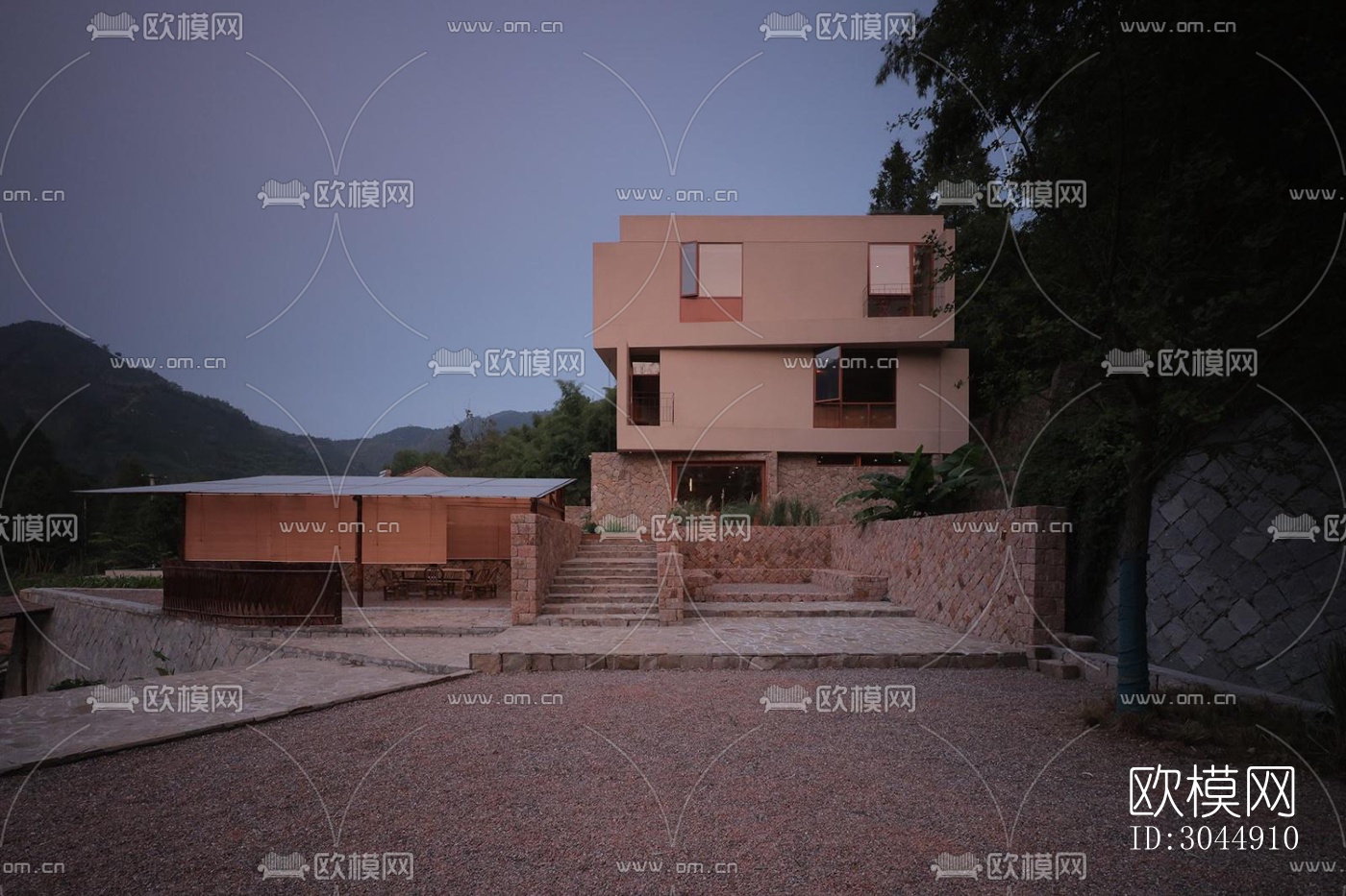 中古风酒店民宿效果图下载（渲染图11）