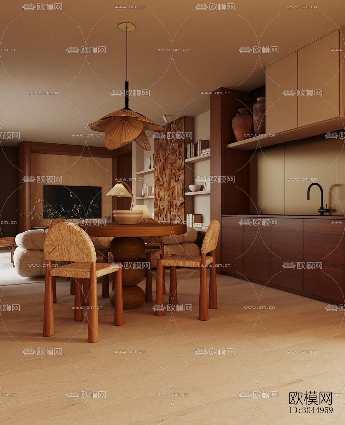 侘寂平层效果图下载（渲染图12）