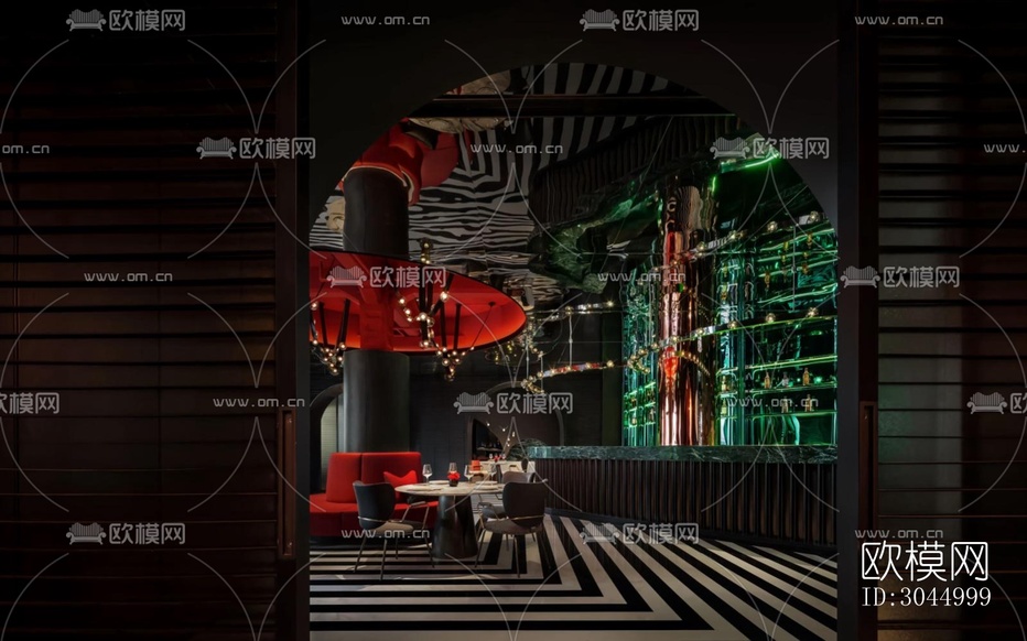 高級灰西餐廳效果圖下載(渲染圖7)