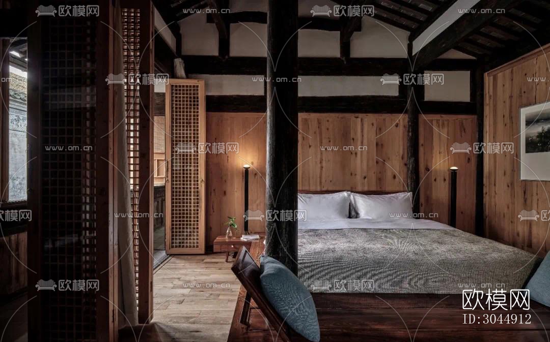 中式酒店民宿效果图下载（渲染图3）