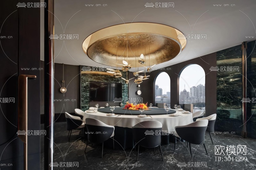 高級灰西餐廳效果圖下載(渲染圖5)