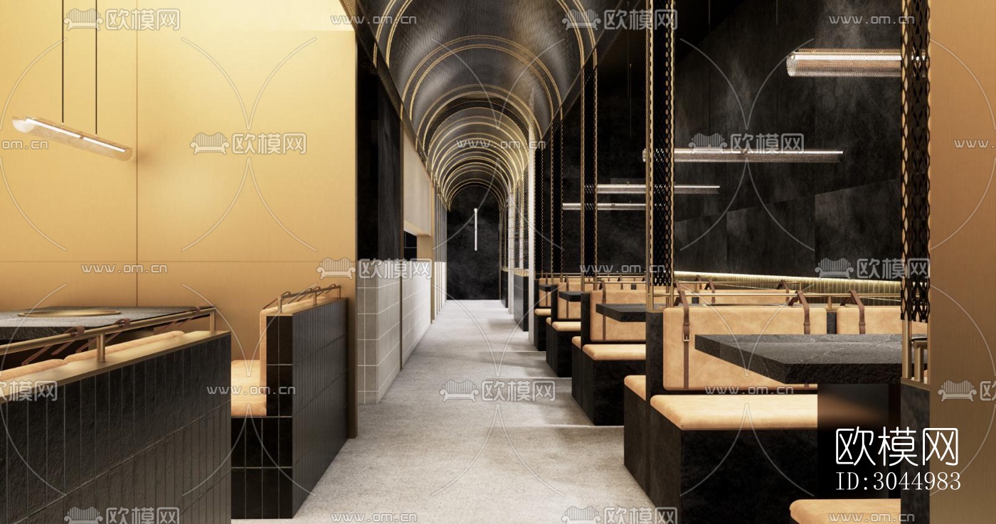 高级灰火锅烤肉效果图下载（渲染图16）