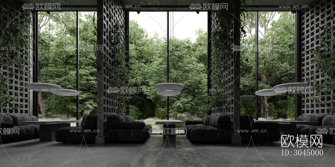 高级灰西餐厅效果图下载（渲染图15）