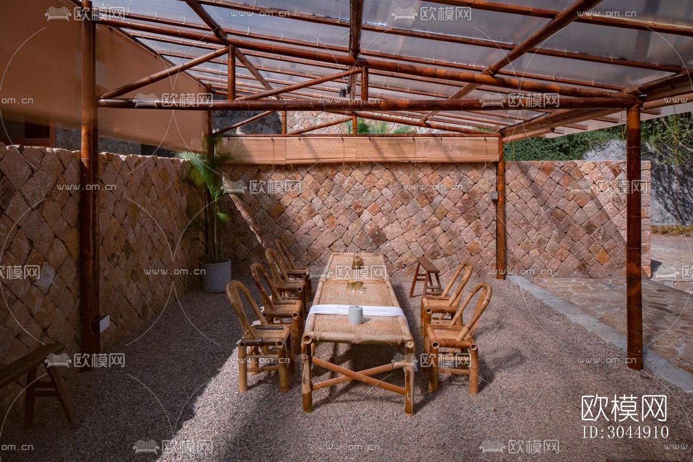 中古风酒店民宿效果图下载（渲染图2）