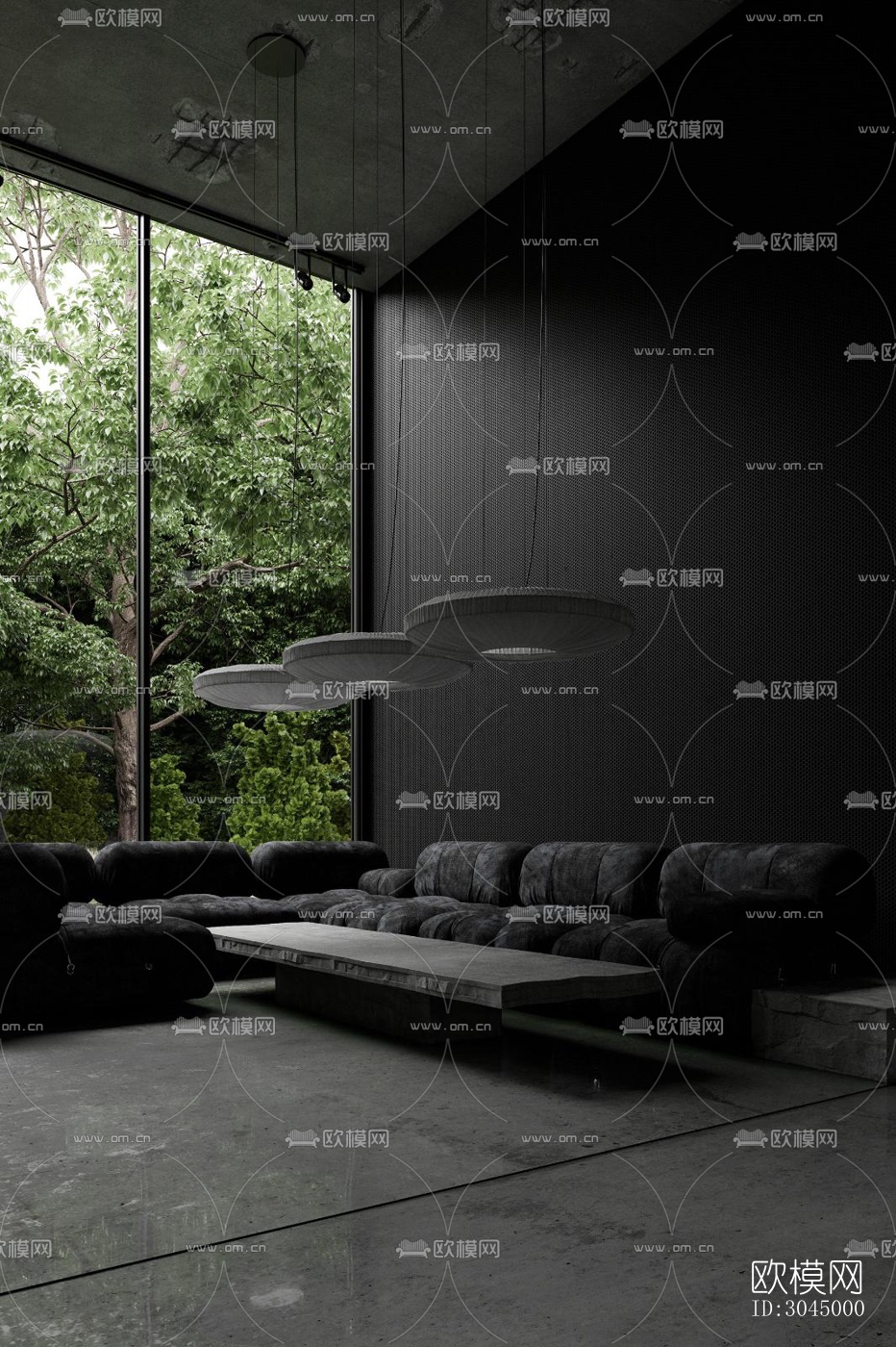 高级灰西餐厅效果图下载（渲染图20）