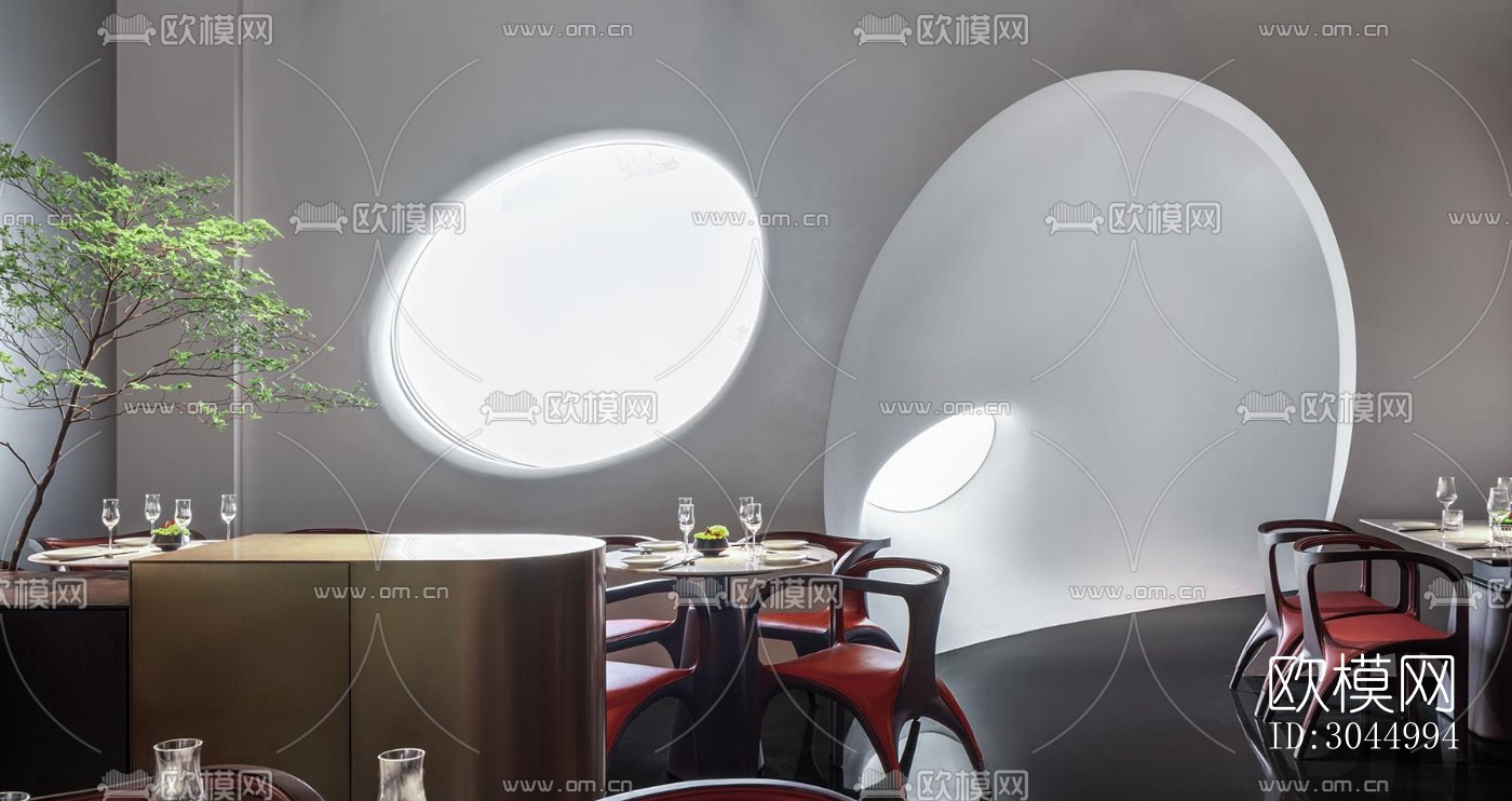 现代西餐厅效果图下载（渲染图1）