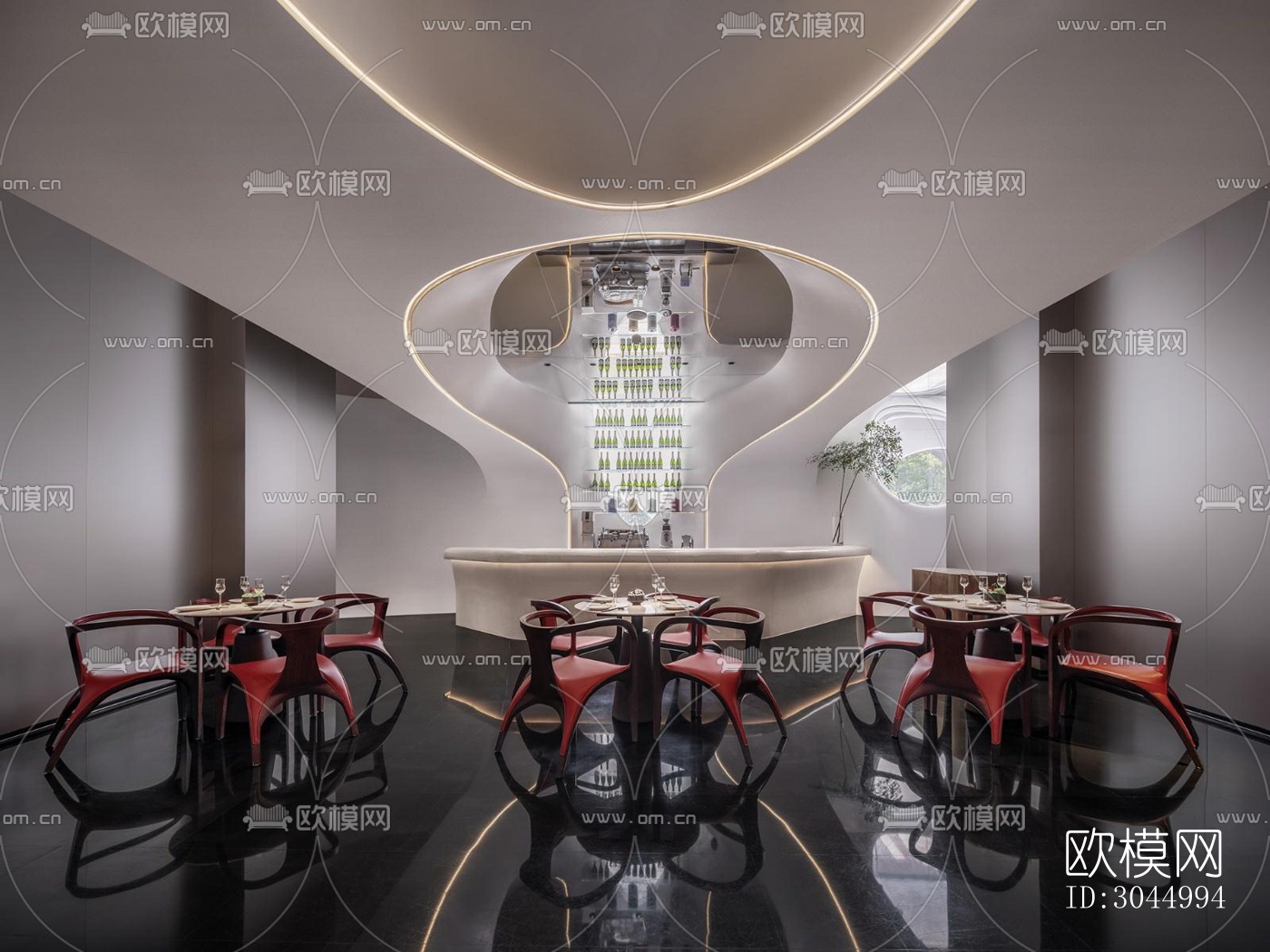 现代西餐厅效果图下载（渲染图2）