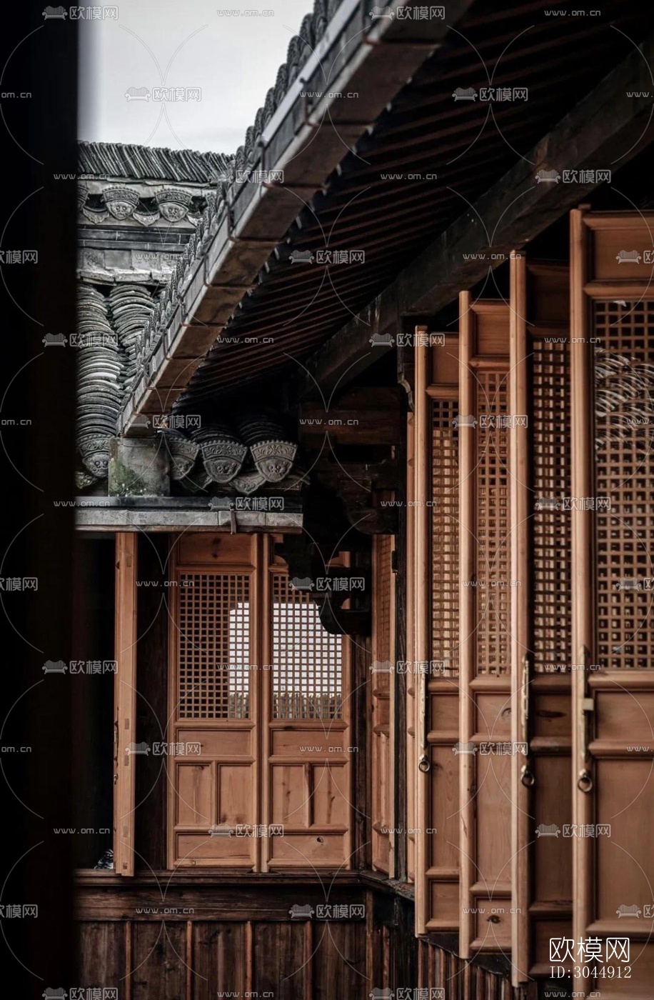 中式酒店民宿效果图下载（渲染图6）