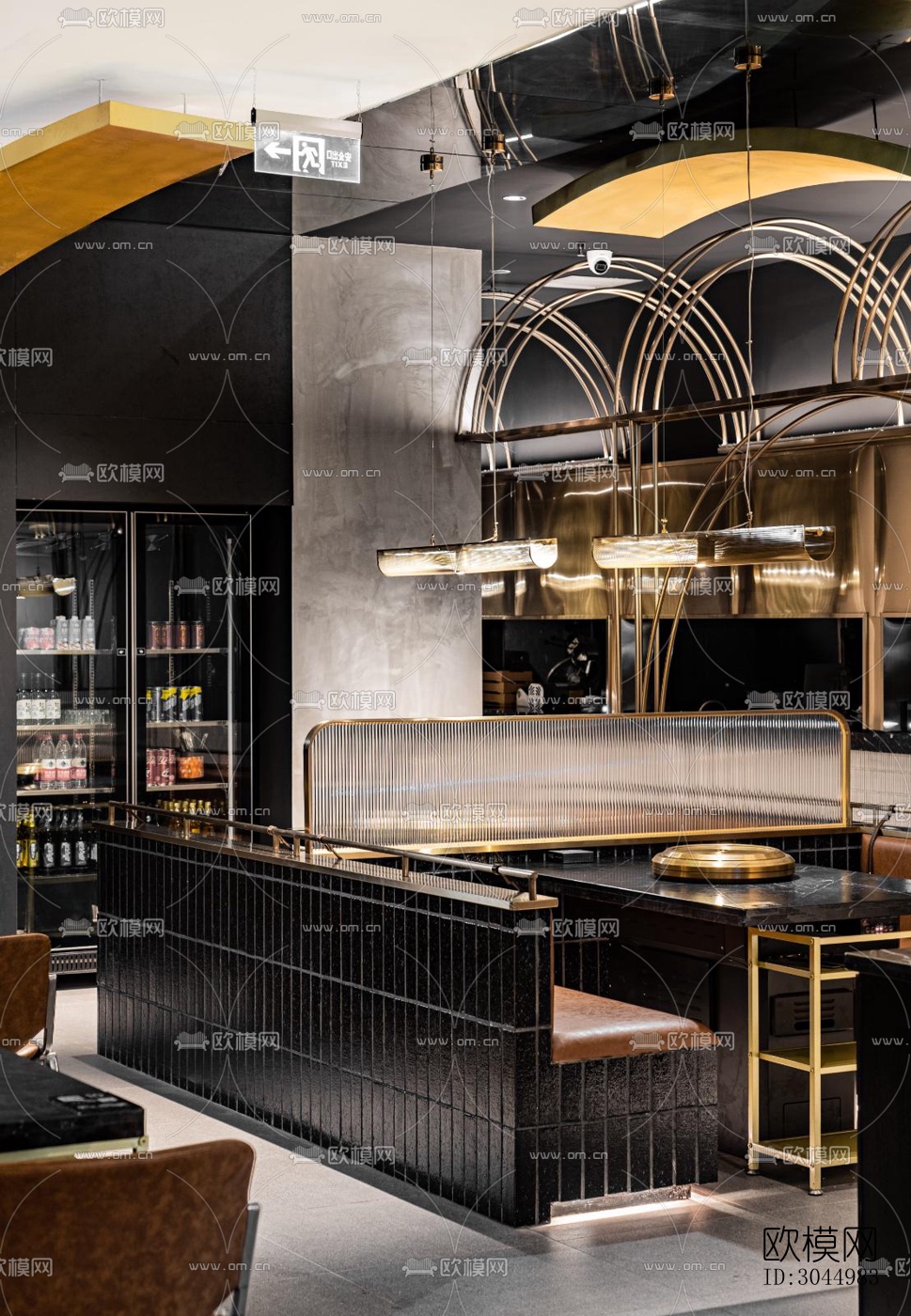 高级灰火锅烤肉效果图下载（渲染图20）